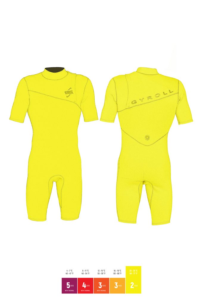 GYROLL Primus 2/2 Short Sleeve Zipperless Spring Suit S23 – Cool Grey/Black/Yellow